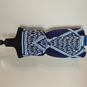 Express Strapless Blue Ikat patterned Dress in Size M